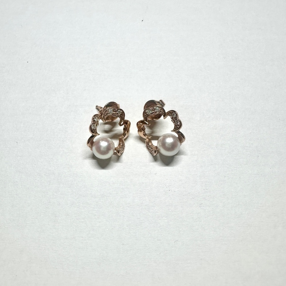 Mikimoto Rose Gold and Pearl Earrings